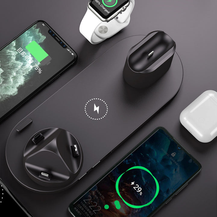 Kabelloses Wireless Ladegerät für iPhone, AirPods und iWatch mit drei zusätzliche USB-Anschlüssen